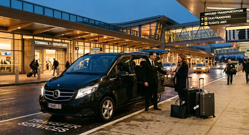 Private hire driver meeting passengers at an airport